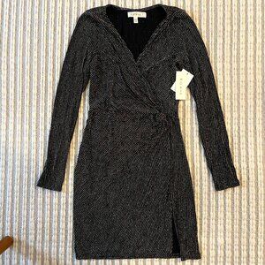 Row A Metallic Long Sleeve Wrap Dress NWT Size XS